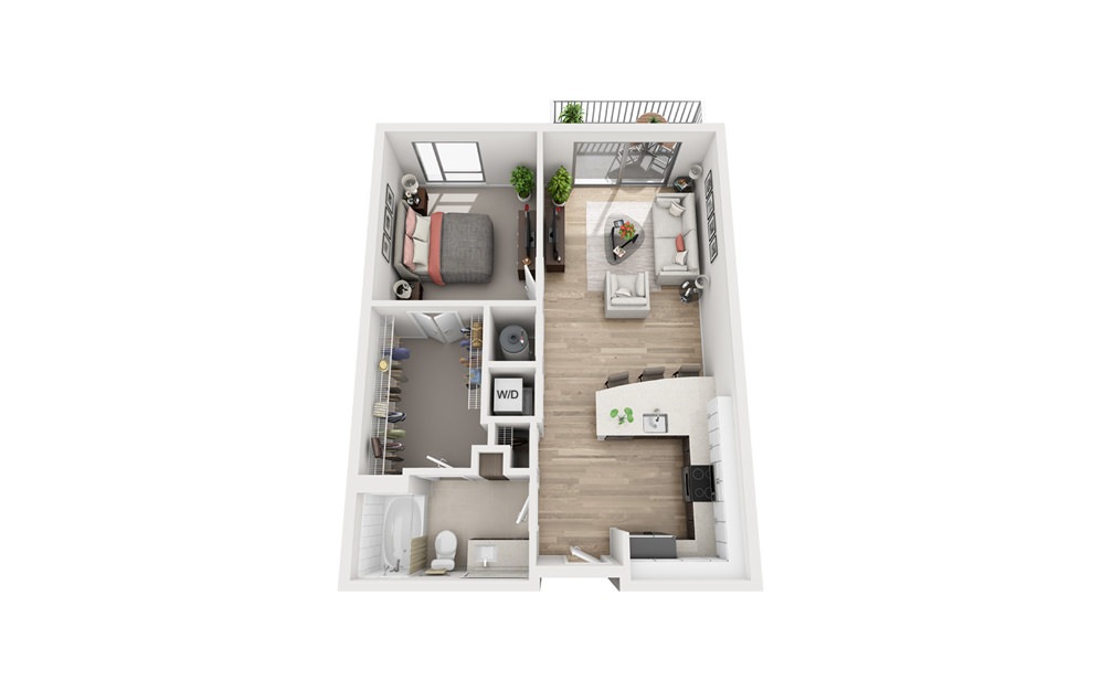 D1A - 1 bedroom floorplan layout with 1 bath and 700 to 726 square feet. D1A - 1 bedroom floorplan layout with 1 bath and 700 to 726 square feet.